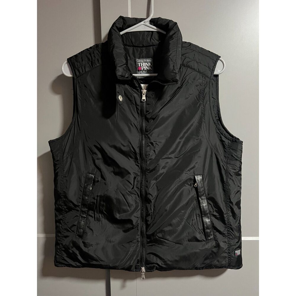 Think Pink Full Zip Down Feather Vest Italy Black Size 44(US Med) Winter Outdoor